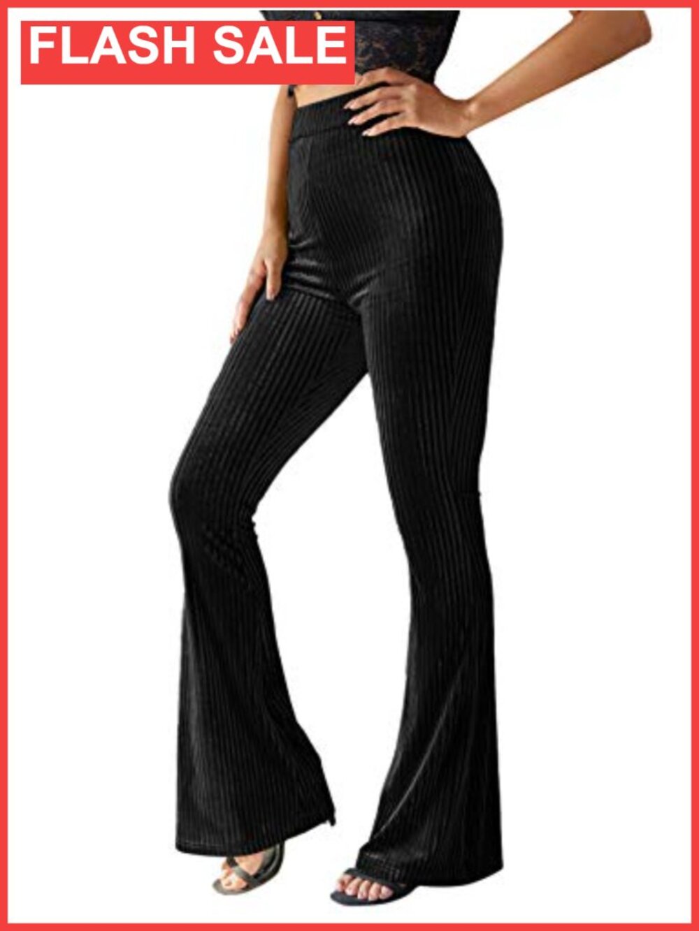 Velvet Flare Leg Palazzo Pants High Waist Elastic Waist Trousers
